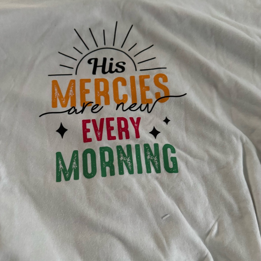White Tee with Inspirational Multicolor Print